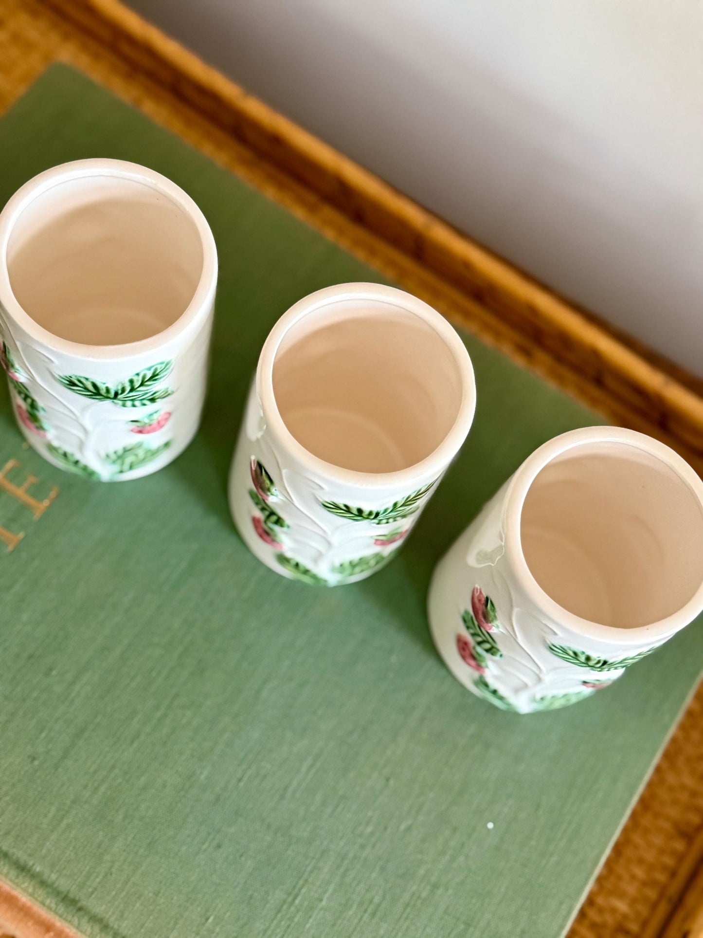 Japanese ceramic strawberry glasses, set of 3