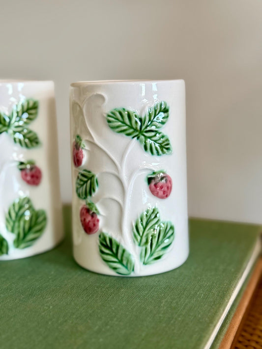 Japanese ceramic strawberry glasses, set of 3