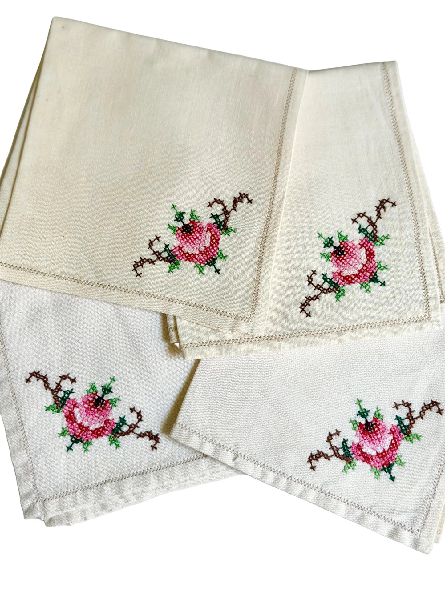 cross-stitch cocktail napkins, set of 4
