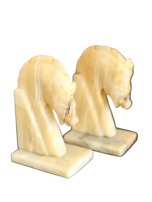 onyx horse head bookends with matte finish