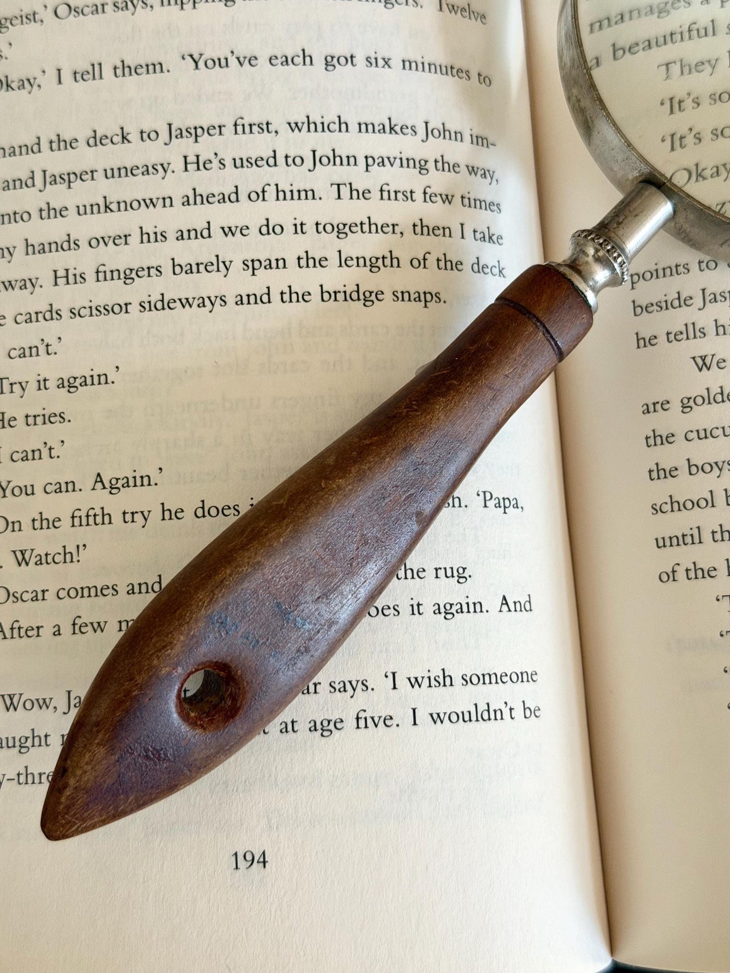 magnifying glass with wooden handle