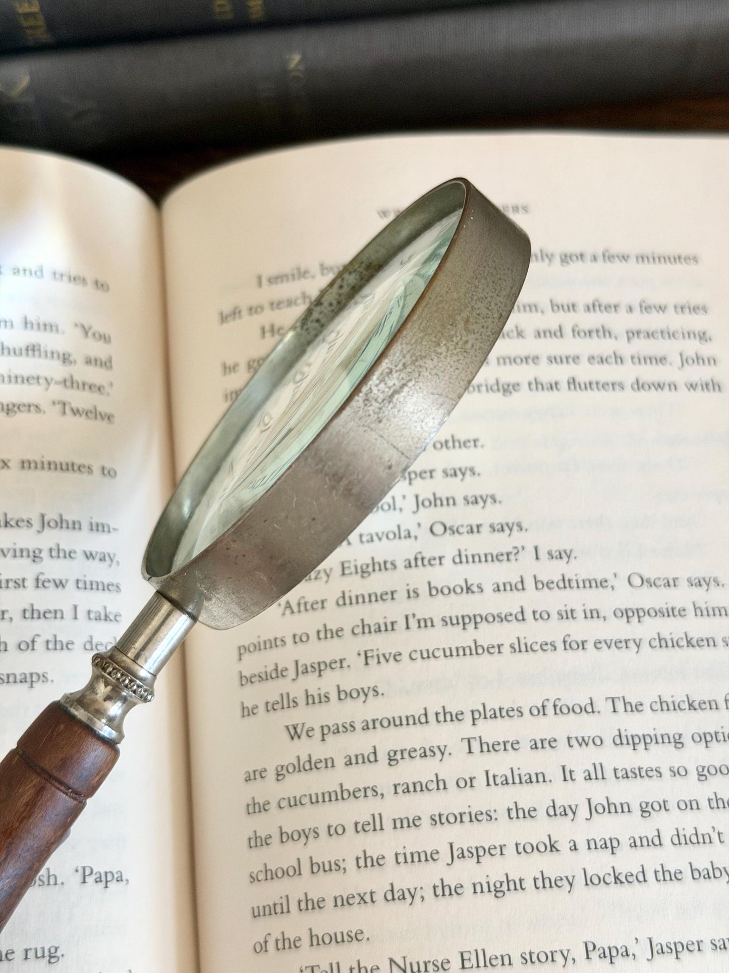 magnifying glass with wooden handle