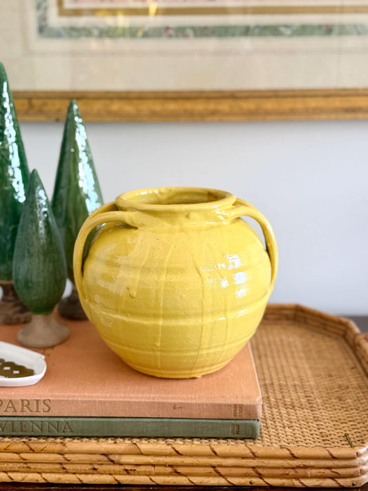 antique French yellow glazed crock