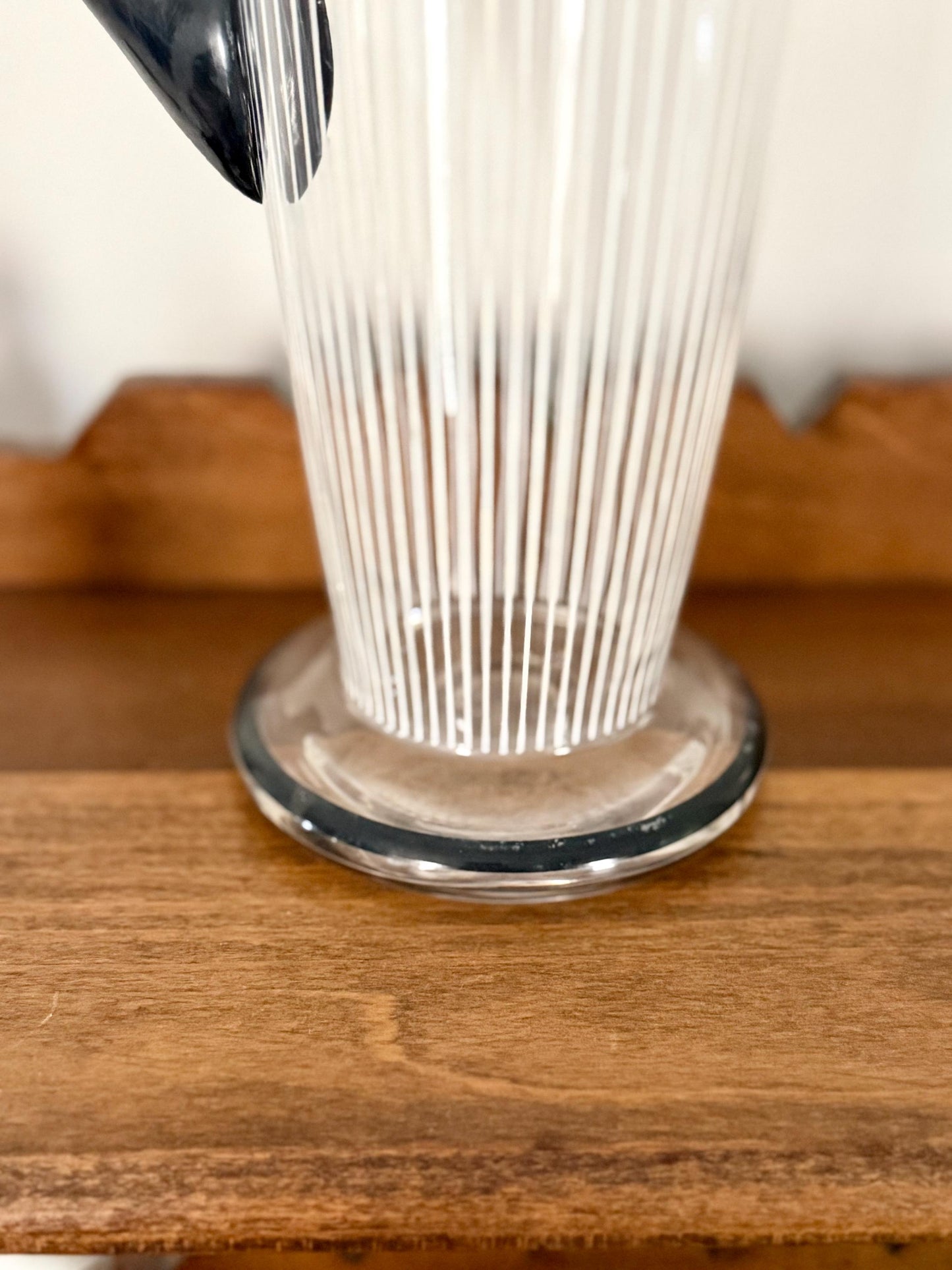 Art Deco black and white striped glasses and pitcher set