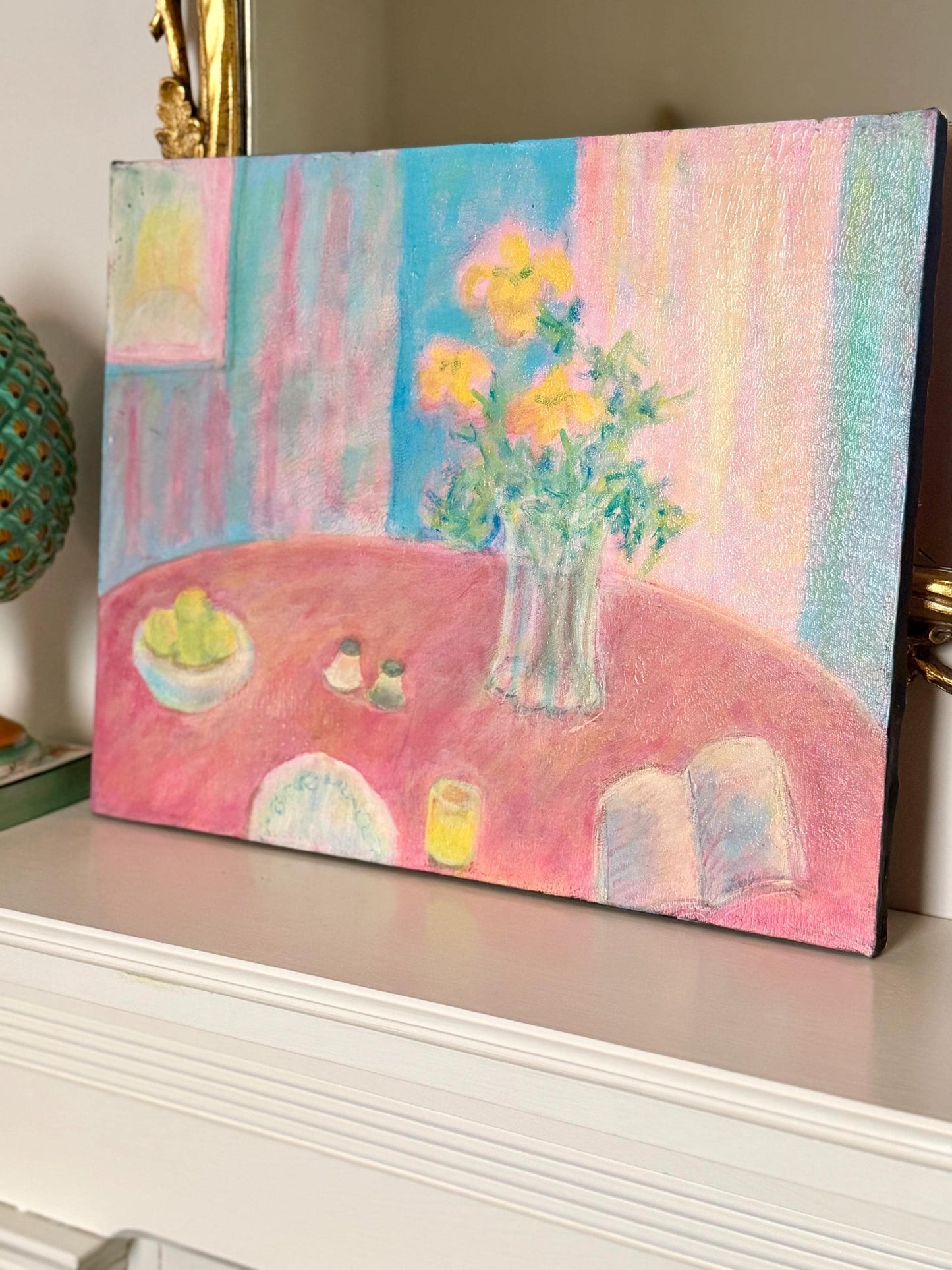 Pink Table by Ellen Lyle Morehouse acrylic painting on canvas