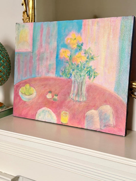 Pink Table by Ellen Lyle Morehouse acrylic painting on canvas