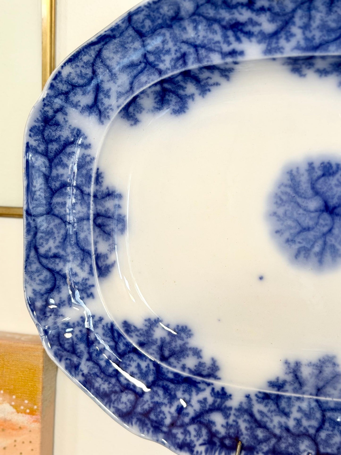 Rare 1884 Flow blue “Blue Coral” W.T. Copeland and Sons platter