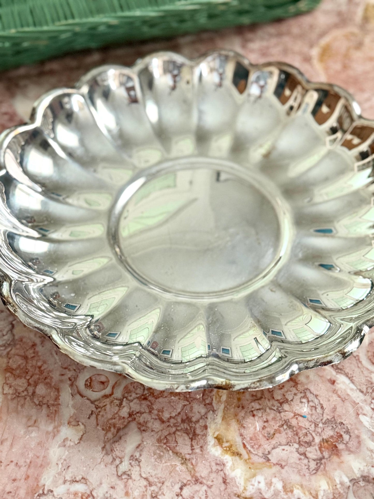 Reed and Barton silver-plate scalloped edge low bowl