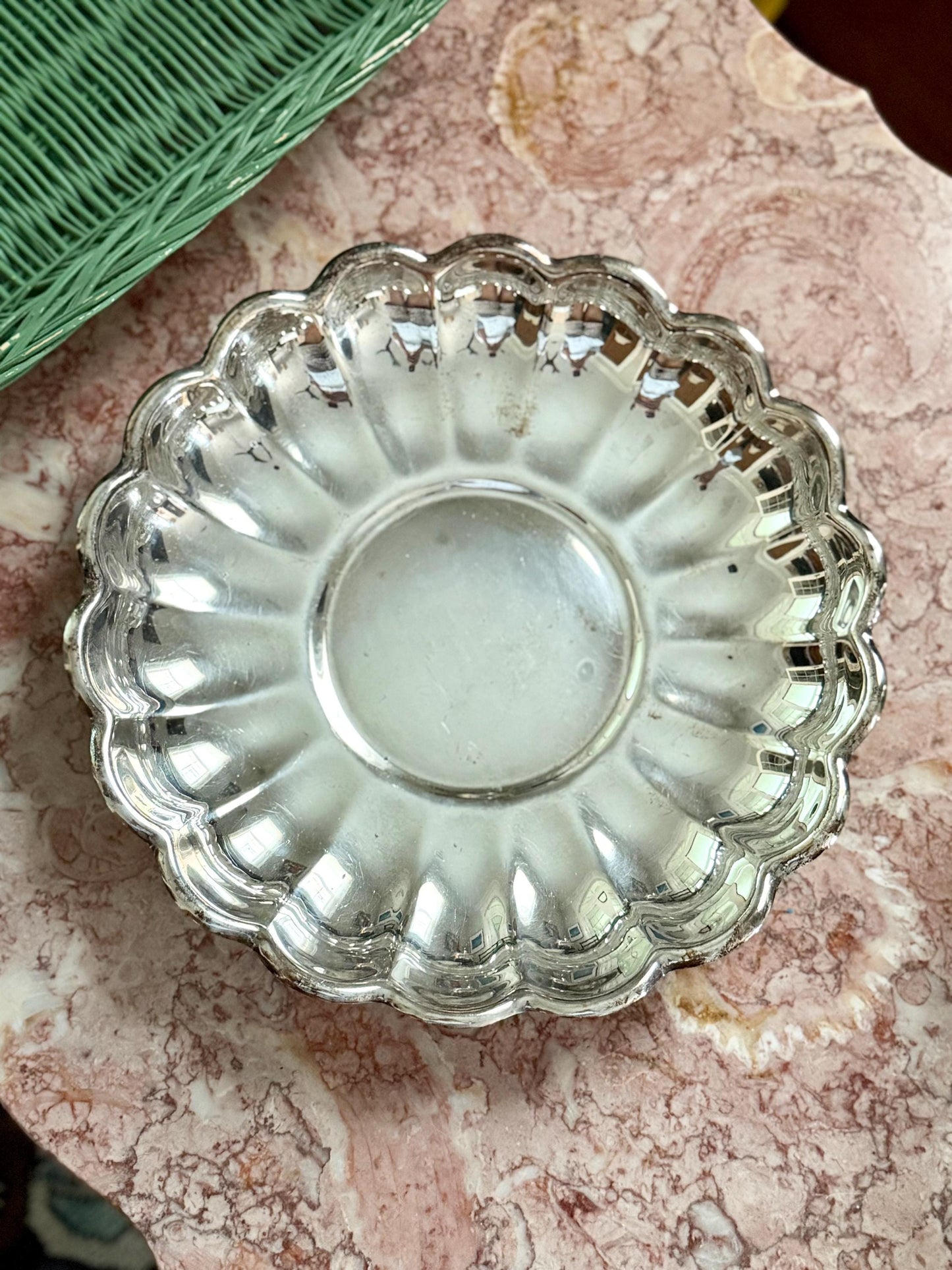 Reed and Barton silver-plate scalloped edge low bowl