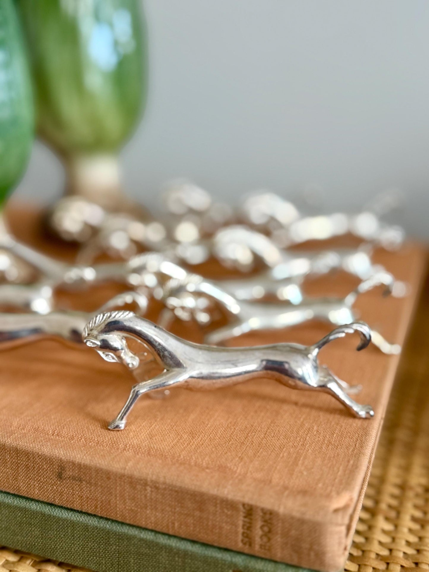 french silver-plate horse knife rests, set. of12