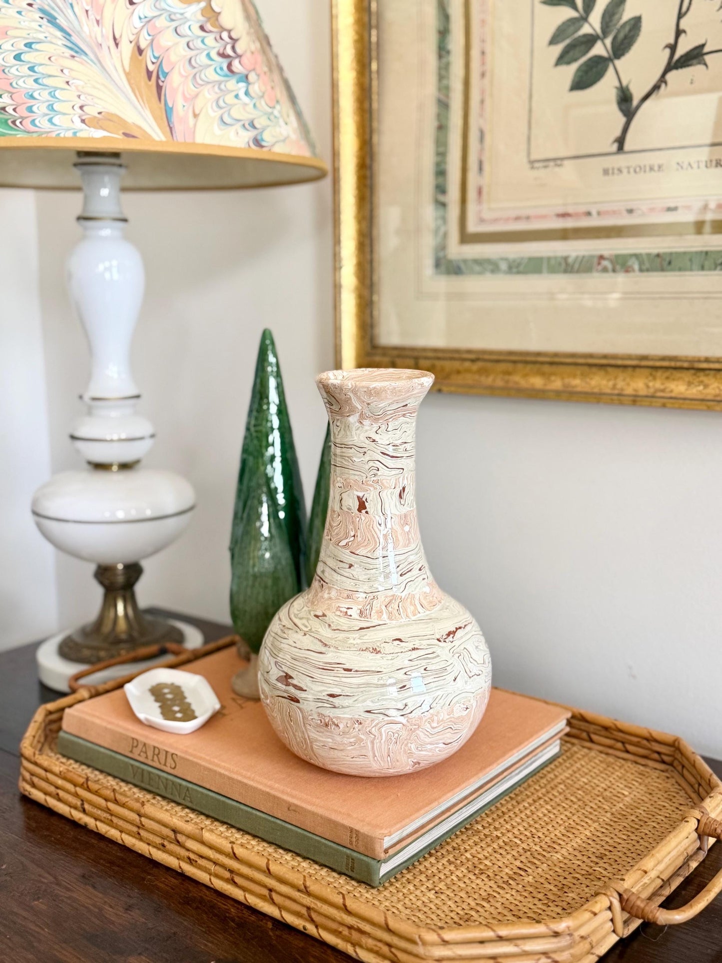Louisiana agateware vase, signed