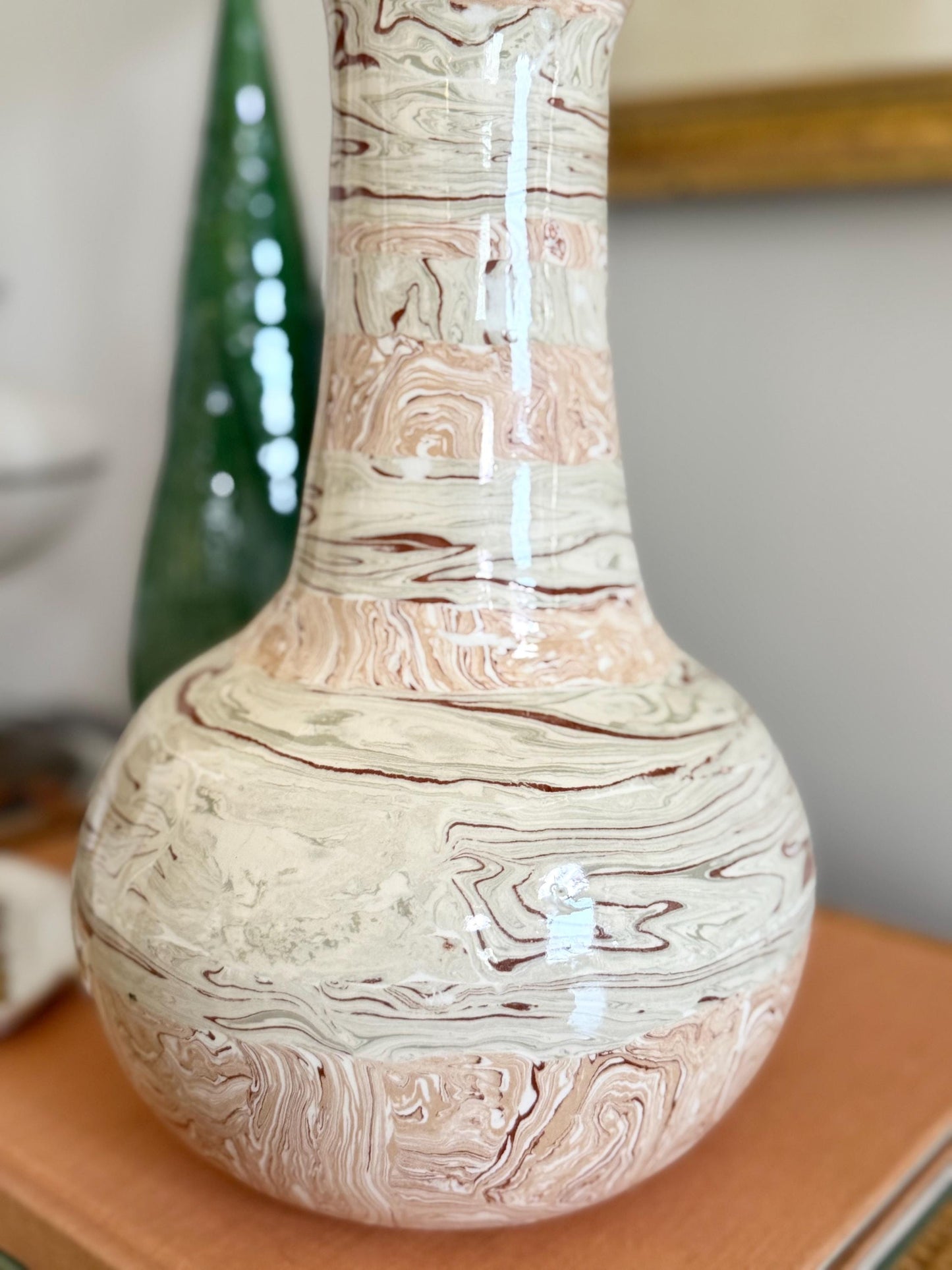 Louisiana agateware vase, signed