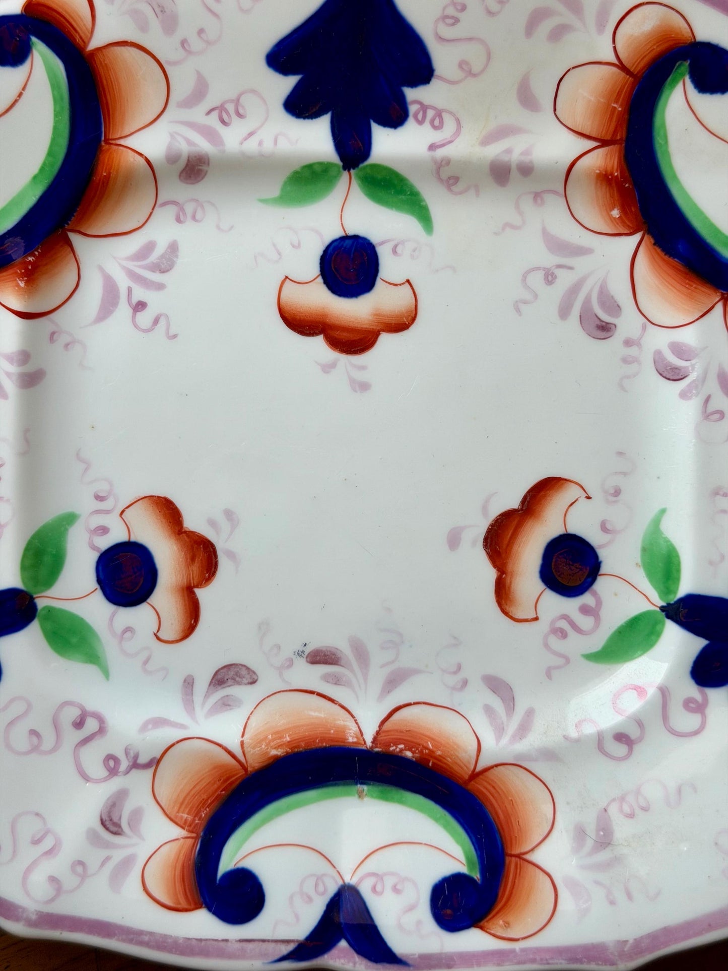antique Gaudy Welsh style floral serving platter