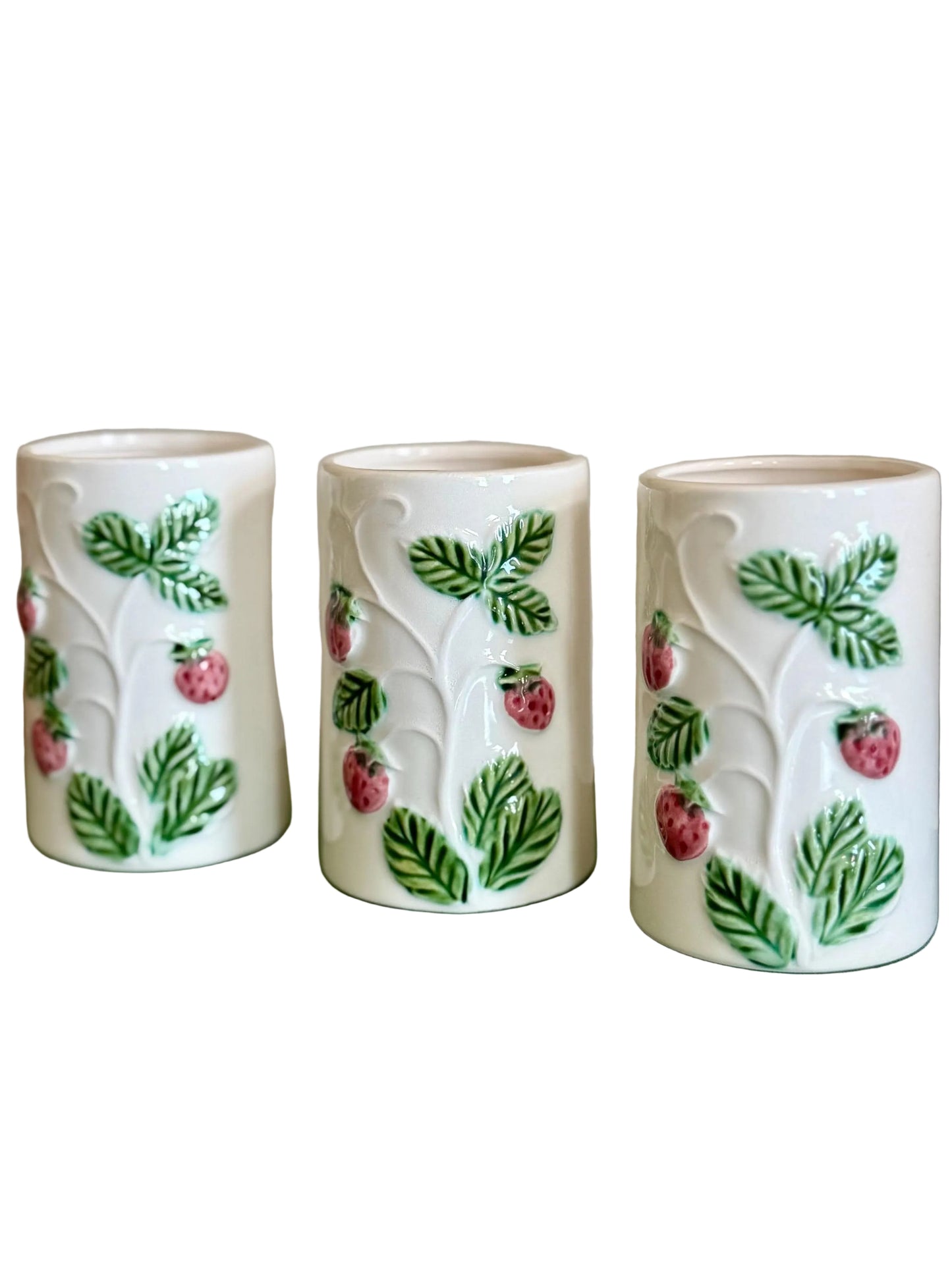 Japanese ceramic strawberry glasses, set of 3