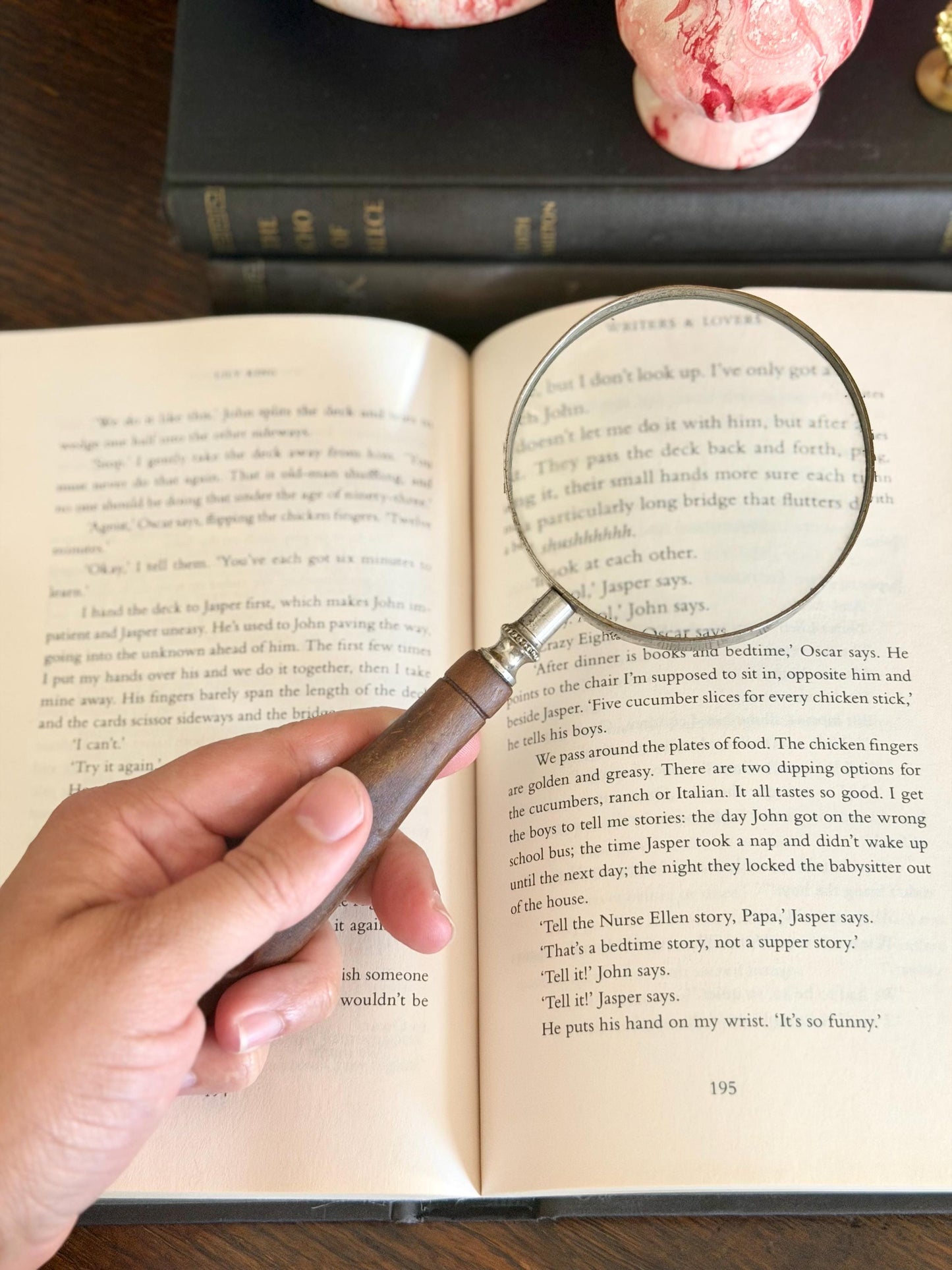 magnifying glass with wooden handle
