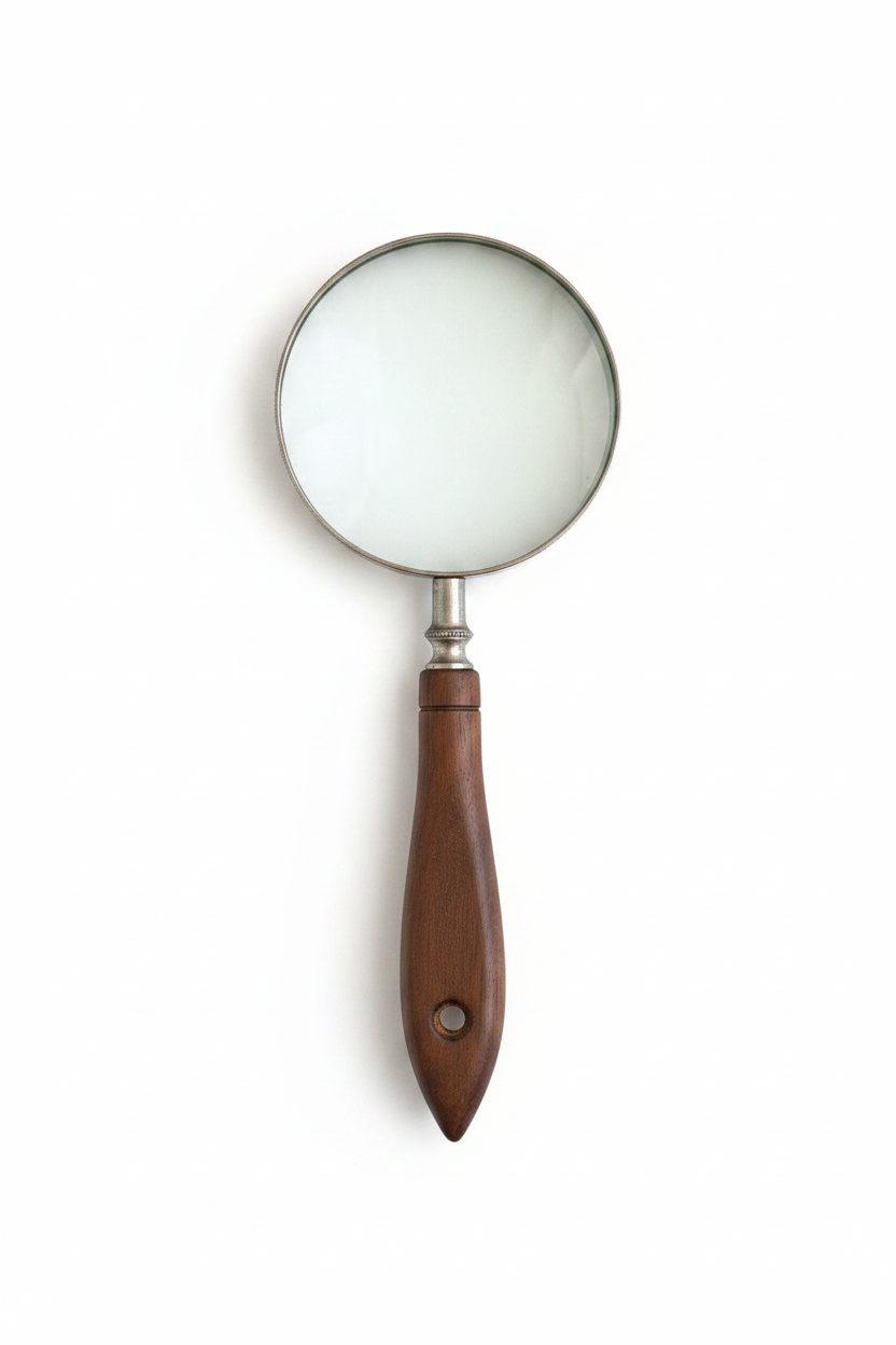 magnifying glass with wooden handle