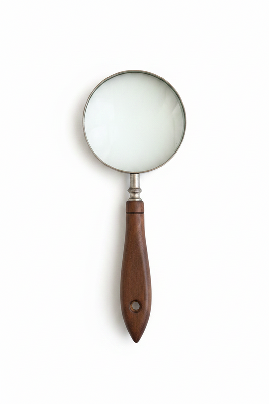 magnifying glass with wooden handle