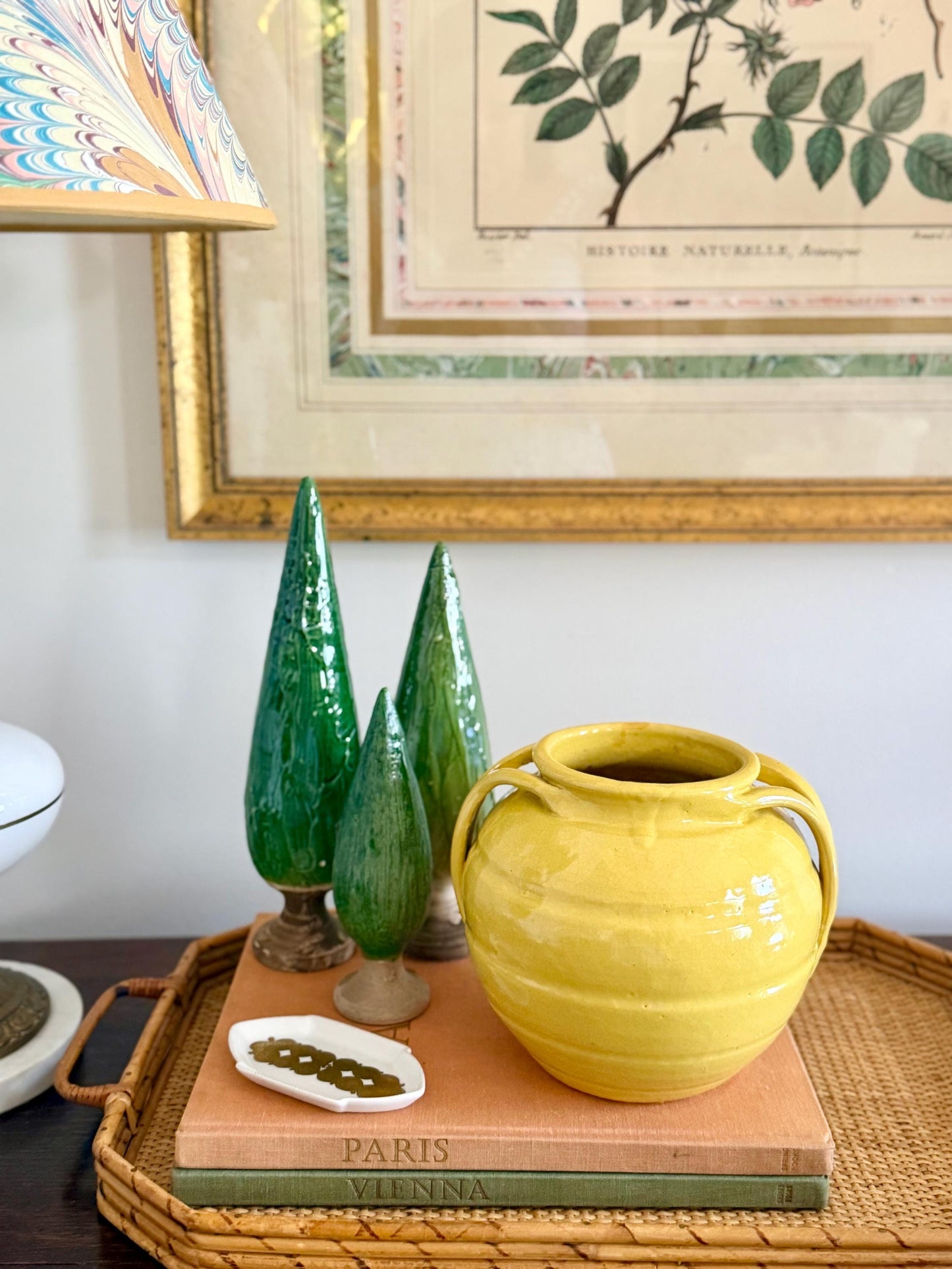 antique French yellow glazed crock