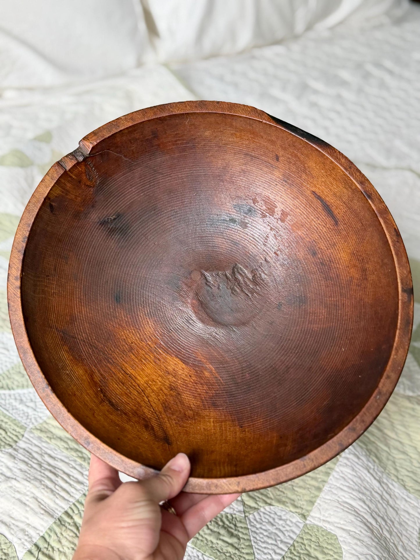 antique hand turned wooden bowl