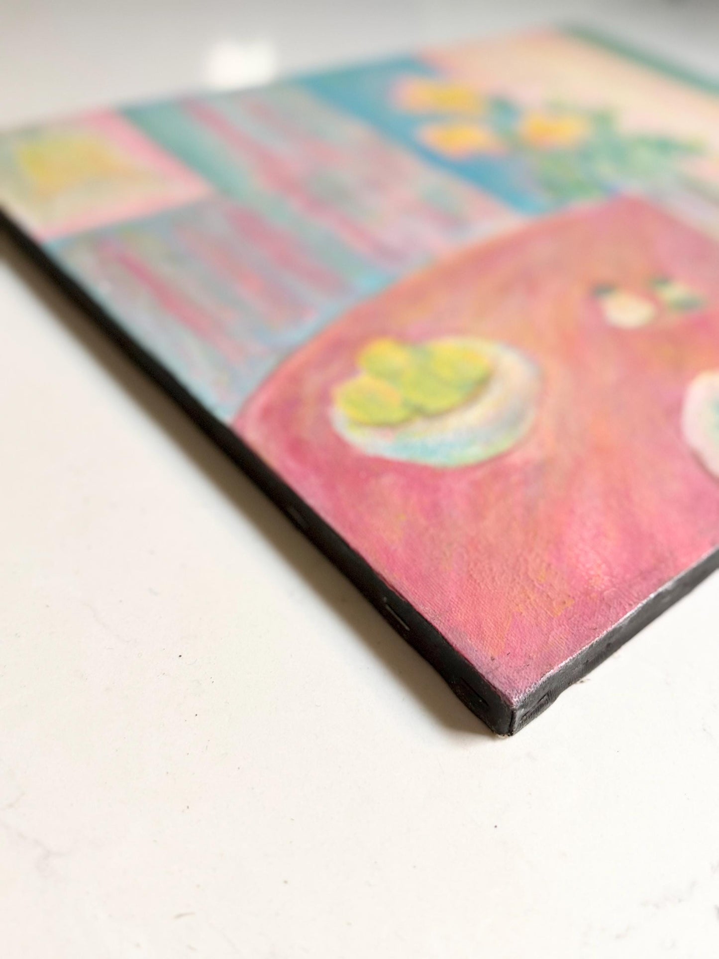 Pink Table by Ellen Lyle Morehouse acrylic painting on canvas