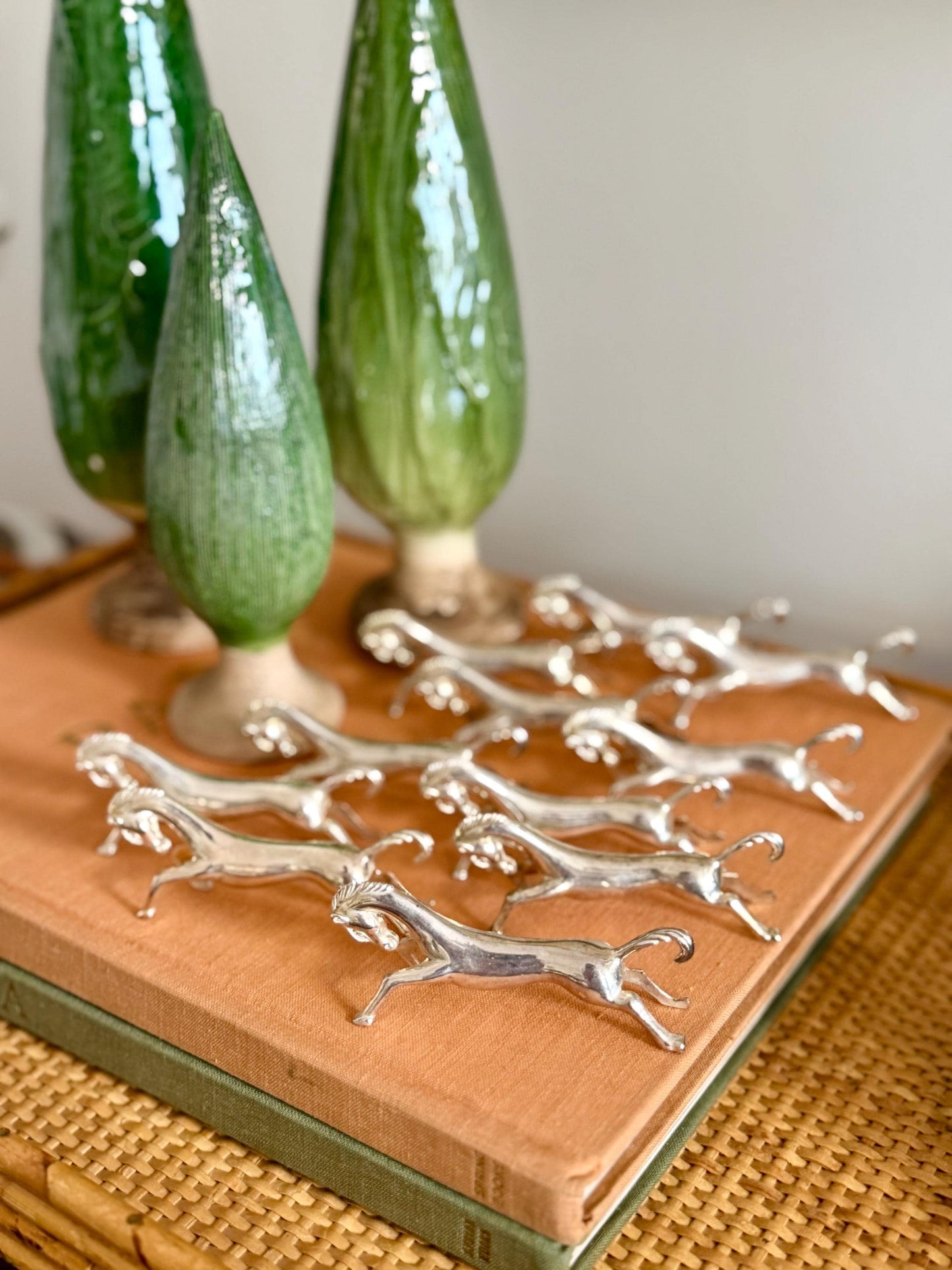 french silver-plate horse knife rests, set. of12