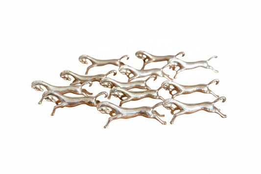 french silver-plate horse knife rests, set. of12