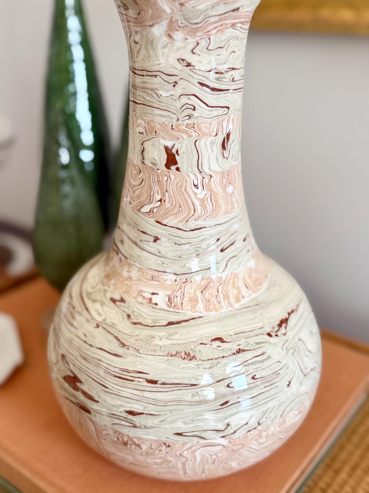 Louisiana agateware vase, signed