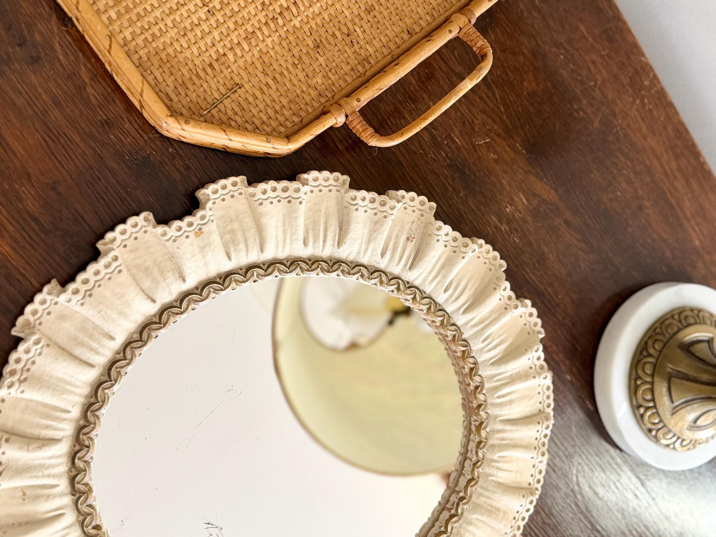 trompe l’oeil ruffled lace syroco mirror